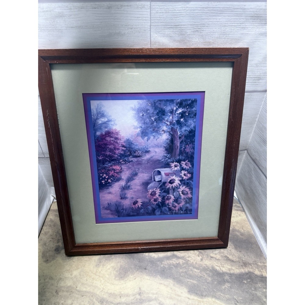Home Interiors Framed Art Joan Cole Sunflowers Country Mailbox‎ Path Print 2004